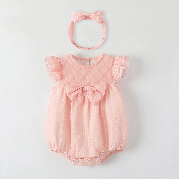 Verão meninas rosa macacão bebê recém-nascido roupas com infantil recém-nascido macacão traje macacão roupas macacão crianças bodysuit para bebês outfit 698K #