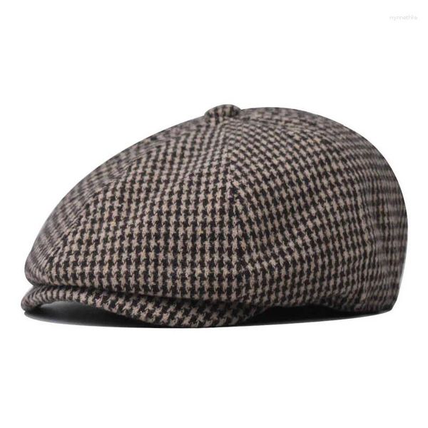 Berets Houndstooth Boina Homens Moda Britânico Vintage Sboy Chapéus para Casual Peaky Blinders Cap Masculino Pintor de Pesca Ao Ar Livre