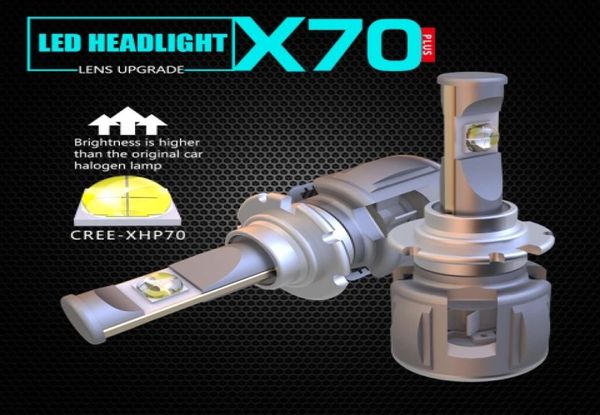 1 conjunto de chips de lente xhp70 x70 led farol dianteiro do carro lâmpadas 120w 15600lm turbo ventilador feixe de foco ajustável wh2533038