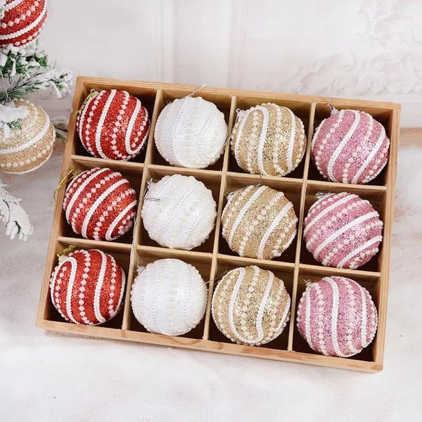 Parti Dekorasyonu 2/4pcs 8cm Noel Topları Sekik Glitter Ball Xmas Ağaç Asma Köpük Kolye Süsleri Navidad Dekor Yıl Hediyeleri