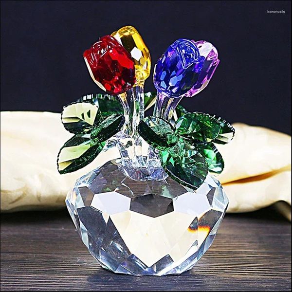 Dekorative Figuren, exquisite Kristallkunst, Rosenblume, unvergängliche Skulptur, Ornamente, Hochzeitsauto, Gastgeschenke, Heimdekoration, Urlaubsgeschenke