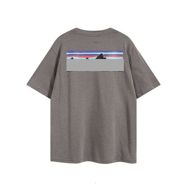 Patago Summer New Mountain Print Herren- und Damen-Kurzarm-T-Shirt mit Rundhalsausschnitt, lässiges Baumwoll-T-Shirt für Herren, Sporthemd mit Buchstabenabzeichen oben1MX4