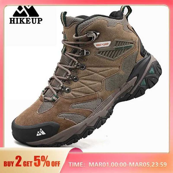 Sapatos ao ar livre Sandálias HIKEUP Bota de Inverno Homens Botas de Caminhada Ao Ar Livre Camurça Alta Top Trekking Homens Sapatos À Prova de Chuva Botas de Combate Tático YQ240301