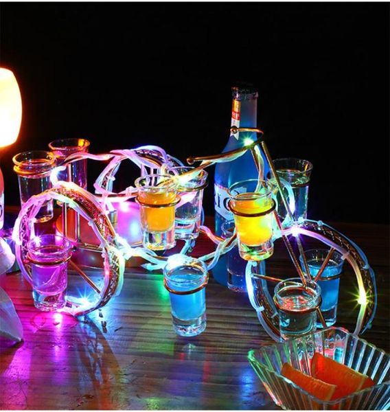 Fahrrad-Weinregal-Set im europäischen Stil, wiederaufladbar, LED-leuchtender Bier-Weinflaschenhalter, leuchtender Champagner-Cocktail-Rack5528411