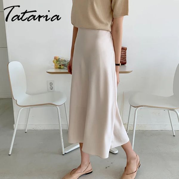 Abiti Tataria Women Scapa in raso Summer Casual Casualmente Womer Elegant Women Women A Line Mid Swirs Female Girl Skirt Jupe Femme Jupe Femme