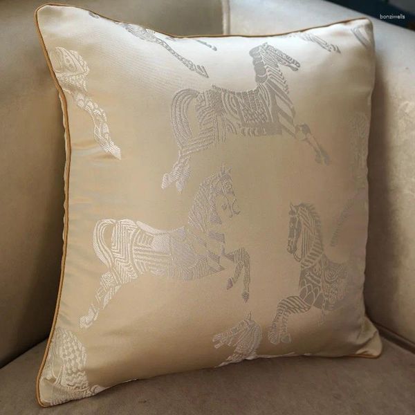 Cuscino Cuscini Avorio Custodia Jacquard Cavallo Fodera decorativa moderna di lusso per decorazioni per la casa