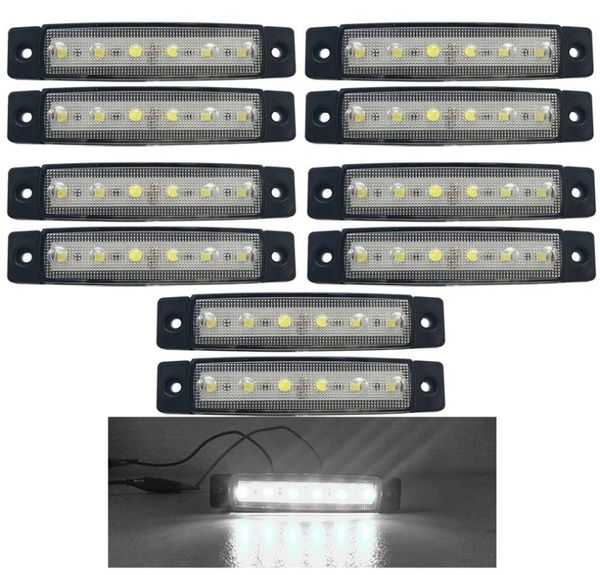 10Pcs Weiß 12V 24V 6 LED Seite Marker Lichter Auto Lampen Blinker Freiheit Lampen Seite Lichter für Lkw Trailer4861260