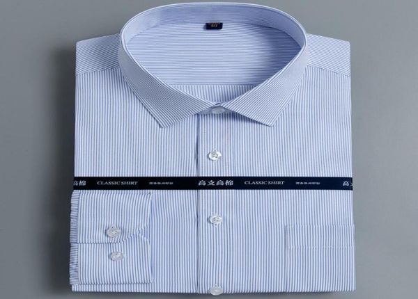 Nuove camicie eleganti da uomo a righe di alta qualità non stirabile comode maniche lunghe design solido a quadri slim fit top formali maschili9586376