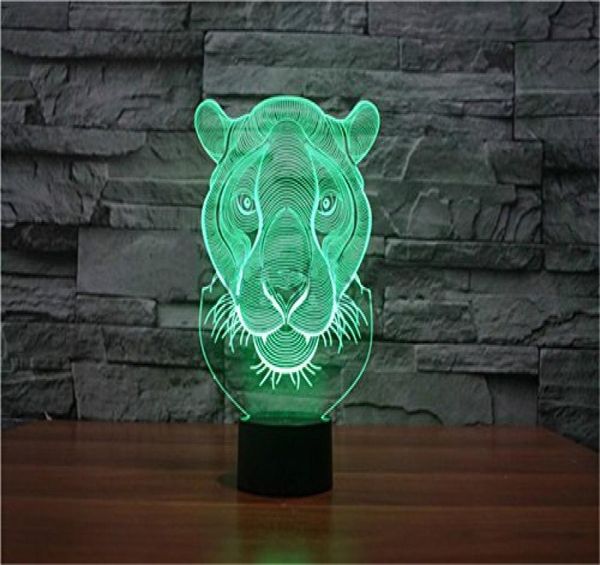 Lampada Tiger 3D Night Light 7 Cambia colore Lampada da tavolo a LED Giocattolo di Natale Regalo 3d lamp5853813