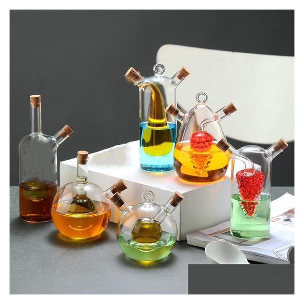 Ferramentas de tempero de ervas criativo pote de óleo de vidro cozinha garrafa de vinagre doméstico frascos de tempero dois em um espessado chumbo-duplo lt805 dro otakb