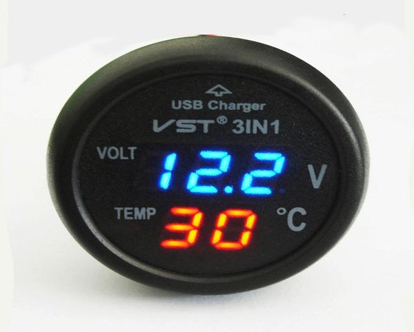 Universal isqueiro do carro porta usb carregador de celular digital display led voltímetro termômetro medidor automático 3 em 1 12 v 24 vo8424886