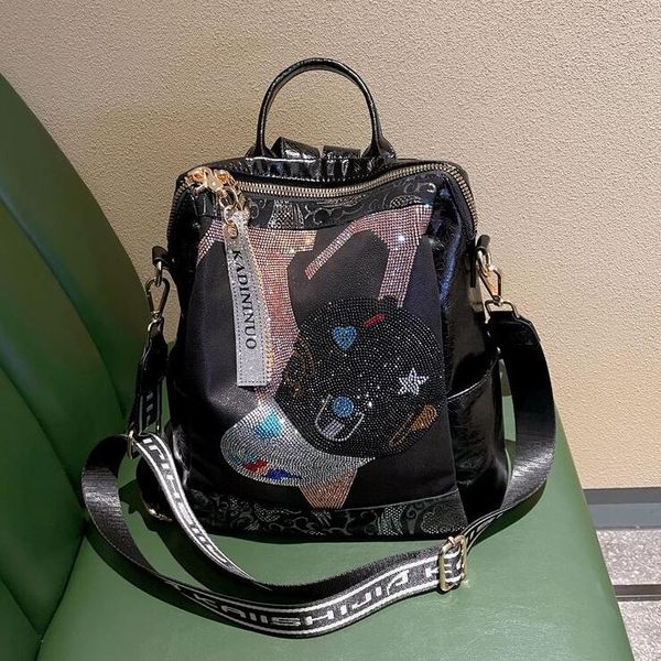 Borsa a tracolla da donna 3 colori sport da viaggio all'aria aperta zaino in pelle casual quest'anno popolare elegante borsa con diamanti tendenza di strada borsa a tracolla dei cartoni animati 2215 #