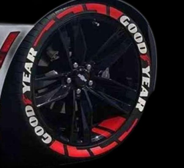 Adesivos com letras de pneus 3D borracha reflexiva à prova d'água adesivos para rodas de corrida Decalques personalizados para carro estilo motocicleta Y227664236
