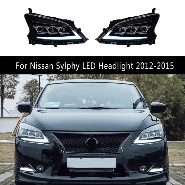 Auto Zubehör Tagfahrlicht Streamer Blinker Für Nissan Sylphy LED Scheinwerfer Montage 12-15 Auto Teile Vordere lampe
