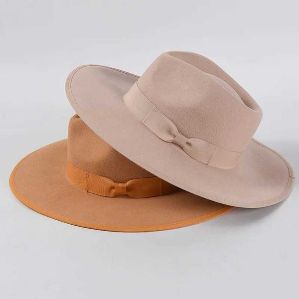 Ampla borda chapéus balde chapéus clássicos britânicos homens lã fedoras chapéu para mulheres jazz lã outono inverno feltro chapéus atacado dropshipping j240305