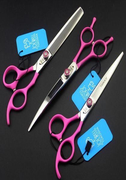JOEWELL forbici di alta qualità da 70 pollici manico in vernice elastica rosa acciaio inossidabile 440C 62HRC taglio dei capellithinning1779982