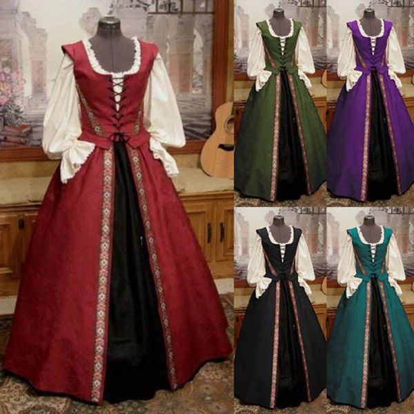 Kleid Vintage Gothic Viktorianischer Stil Korsett Damenmode Georgian Renaissance Rokoko Kleid Cosplay Venedig Kostüm Mittelalter Maxikleid