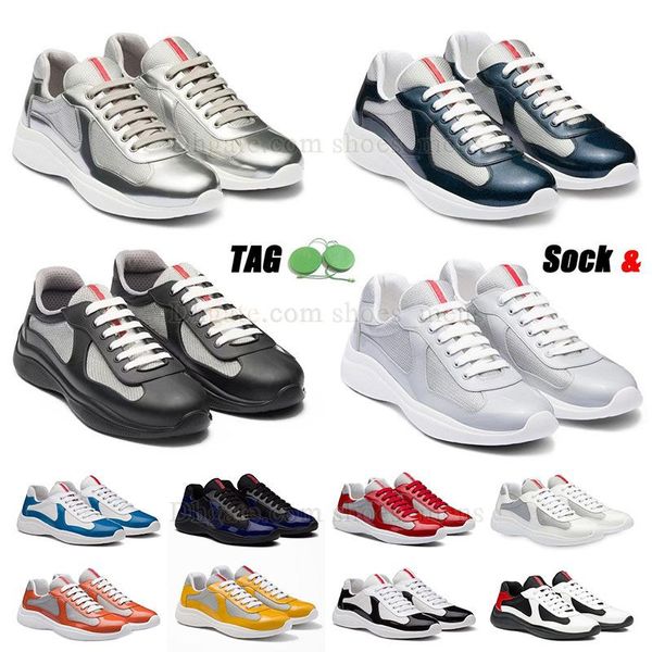 Mocassini uomo di marca di lusso Sneakers Prada Scarpe casual Designer Shoes Pradaa Nylon Bianco Nero Grigio Arancione Blu Sneaker da donna Suola in gomma 【code ：L】 Sneakers