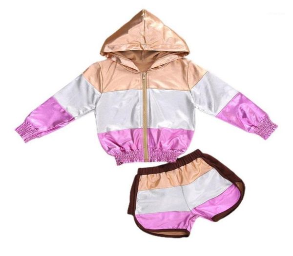 Kleidung Sets Kleinkind Kinder 2 Teile Set Mode Baby Mädchen Kleidung Leichte Stoff Patchwork Tops Hoodie Shorts Frühling Herbst 16 jahre11583210