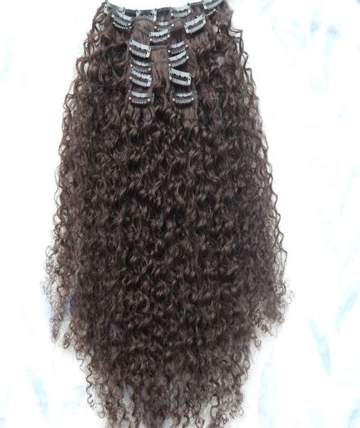 Neuankömmling Malaysia Virgin Afro Kinky Curly Hair Weft Clip in Kinky Curly Dunkelbraun 2Color Human Extensions7126098