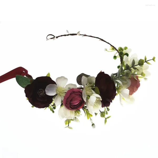 Acessórios de cabelo Noiva Flores Coroa Festival Headband Mulheres Headdress Dama de Honra Menina Floral Garland Casamento Headwear