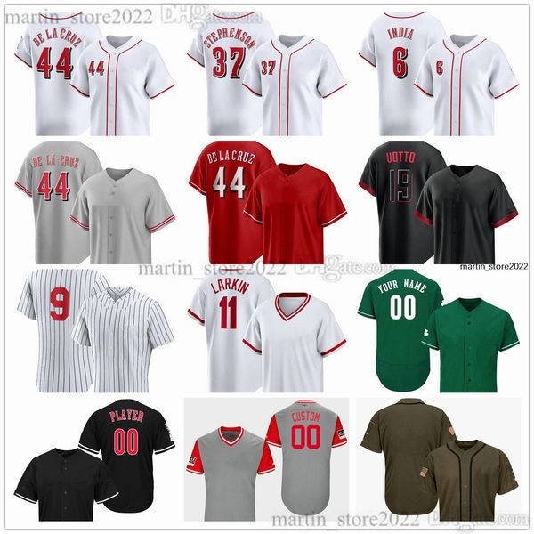 Camisa de beisebol costurada 2024 79 Ian Gibaut 40 Nick Lodolo 28 Nick Martinez 50 Sam Moll 47 Frankie Montas 34 Connor Phillips 72 Lyon Richardson 55 Brandon Williamson