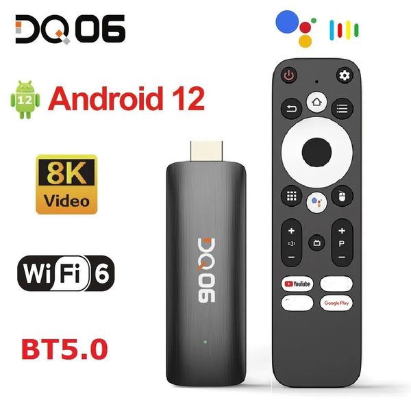DQ06 ATV Mini TV Stick Android12 Allwinner H618 Quad Core Cortex A53 Supporto 8K Video 4K Wifi6 BT Voice Remote Smart TV Box 240221