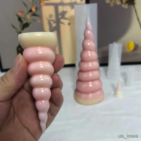 Candele Corno a spirale Stampi per candele in silicone Stampo per candele profumate Stampo per candele a cono rotante cilindrico in cera per aromaterapia fatto a mano fai-da-te