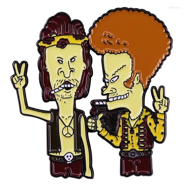 Броши для курения Beavis N Butthead, эмалированная булавка, забавный значок из мультсериала, украшение для рюкзака, ювелирные изделия