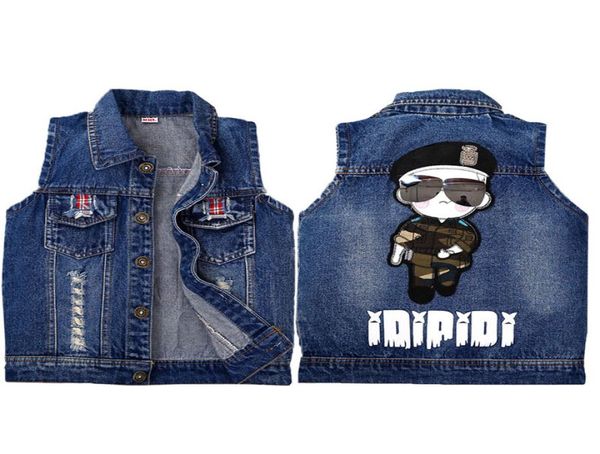 26T Gilet per bambini Ragazzi Ragazze Jeans stampati Cartnoon Gilet di jeans Capispalla Bambini Cartoon Primavera Autunno Vestiti Bambini Gilet Top2472560