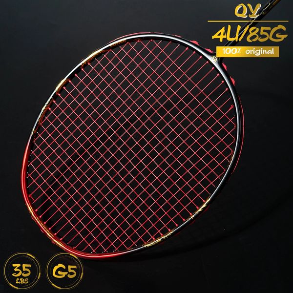 Alp Qy 4u Max 35lbs Golden Dragon% 100 Tam Karbon Fiber Badminton Raket Kutusu Profesyonel Raket Badminton Raket 240227