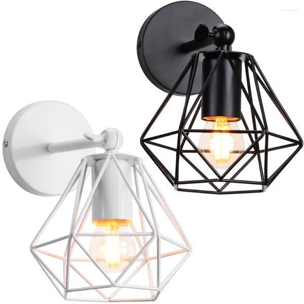 Lâmpada de parede retro industrial arandela luz mini ferro forjado gaiola cabeceira ajustar ângulo interior quarto banheiro corredor wandlamp