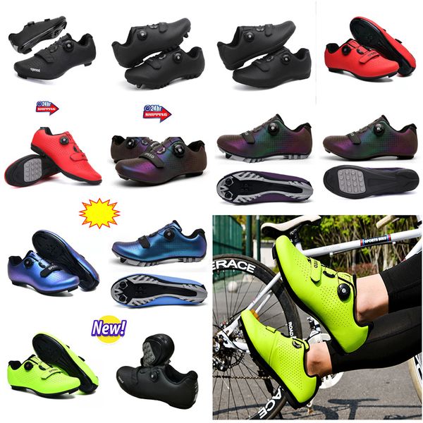 Fahrradschuhe Herren Sport Dirt Rennrad Schuhe Flat Speed Cycling Sneakers Flats Mountainbike Schuhe Unisex Jungen redd bl GAI