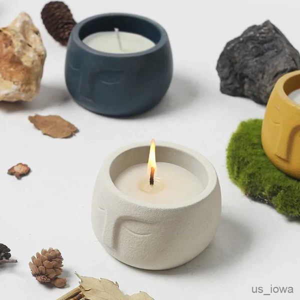 Candele Nordic creativo viso pianta grassa vaso di fiori resina stampo in silicone serbatoio di stoccaggio facciale candela tazza cemento cemento stampo in gesso