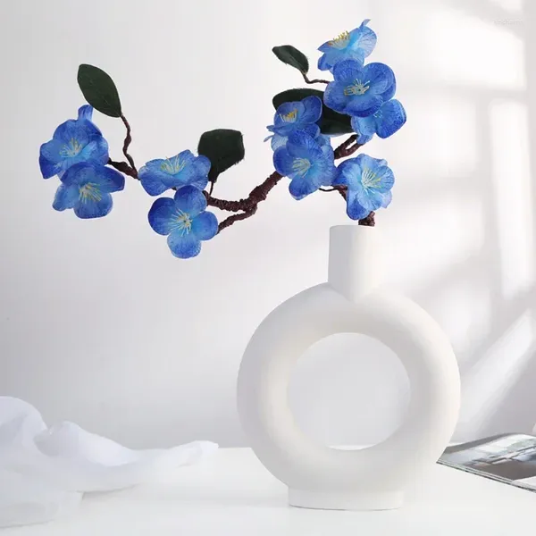 Vasos nórdico redondo oco vaso de cerâmica donut vaso de flores decoração de casa artesanato mesa sala de estar interior escritório quarto decoração