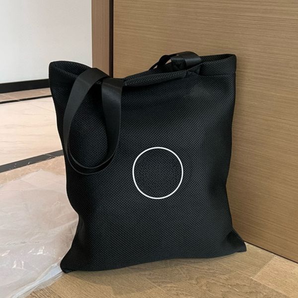 Nova bolsa de malha preta branca impressa alça de náilon bolsa de ombro compras lazer bolsa de transporte presente vip