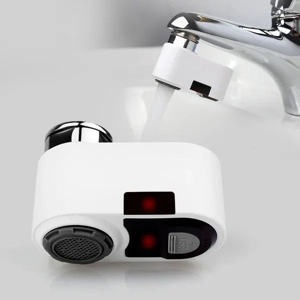 Rubinetti per lavandino del bagno Rubinetto automatico per lavabo con movimento automatico a mani libere in ottone intelligente con sensore a infrarossi elettrico