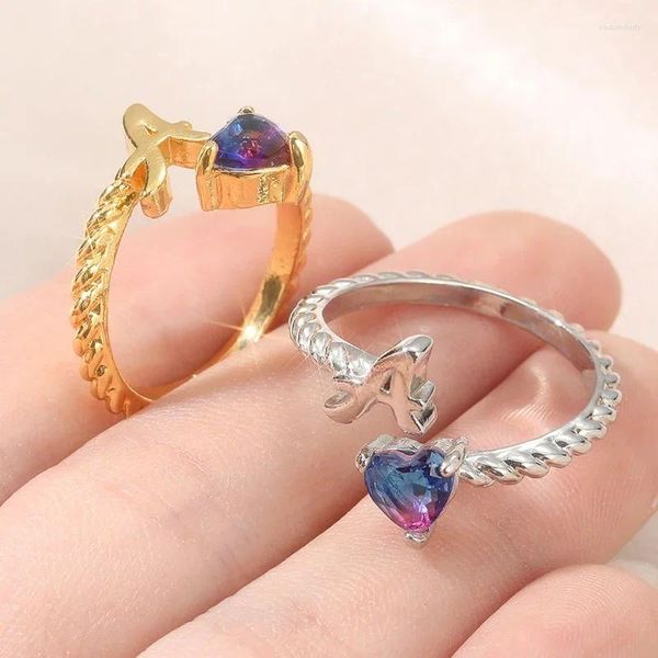 Anéis de cluster Design de moda ajustável tipo romano um aço inoxidável zircônia cúbica para mulheres acessórios de jóias de noivado de cristal