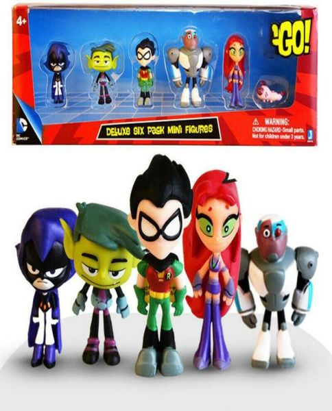 Teening Titans GO Anime Figuras de Ação Brinquedos Robin Cyborg Beast Boy Raven PVC Modelo de desenho animado Presentes de aniversário juguetes para crianças LJ7343134