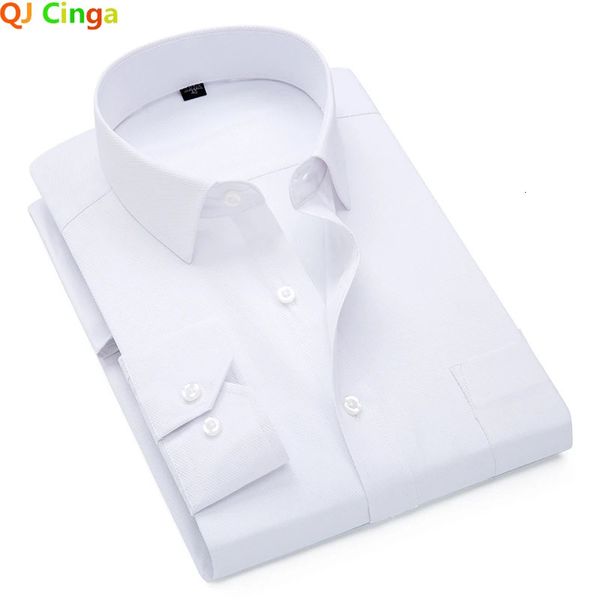 Camicia in cotone twill bianco per uomo manica lunga monopetto colletti quadrati Camisa da matrimonio business Camisa blu rosa uomo S-5XL 240305