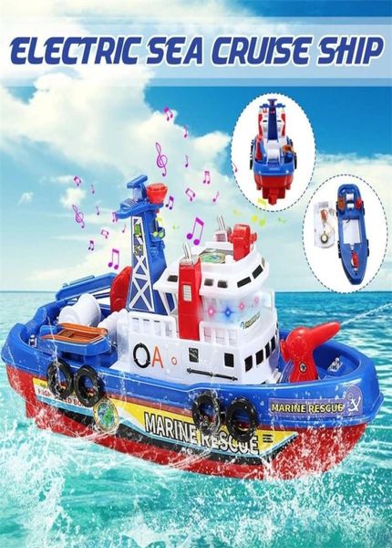 Barco de brinquedo para banho de bebê, esguichos e passeios na água, tempo de banho, esguichando, navio de resgate, presente para meninos, sem bateria LJ2010191215382