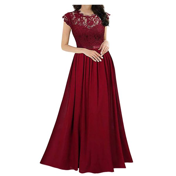 Kleiderspitze lange Kleider Frauen Chiffon ärmellose Party Abendkleid elegante Damen Prom Formal Kleider für Hochzeits Gast Vestidos