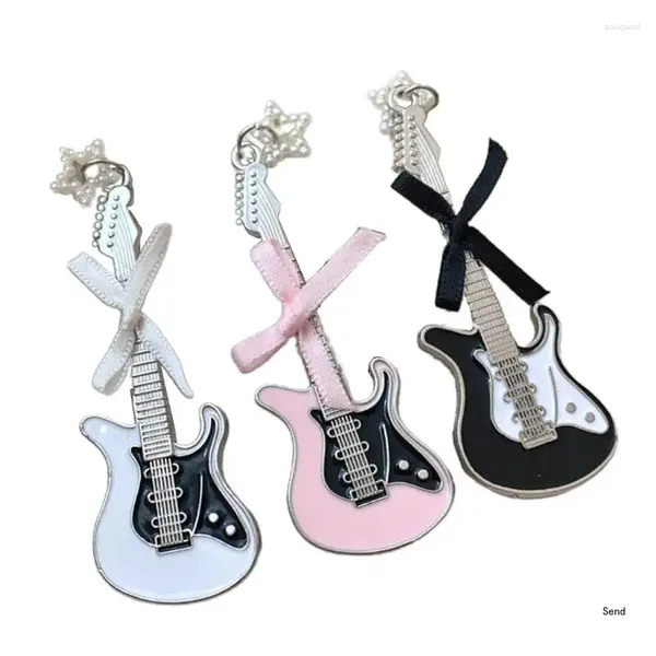 Saç klipleri mini gitar klipsi, kızlar için yıldız dekorasyon bowknots ile şık saç tokası retro punk süslemeleri