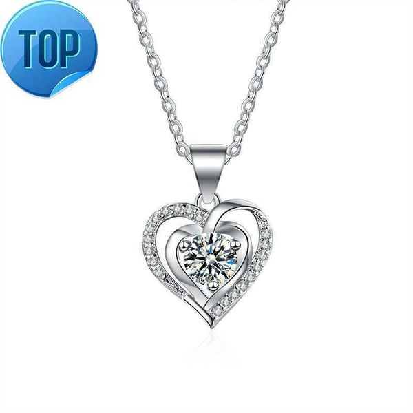 Collana in argento S925 con cuore in moissanite e ciondolo a catena in moissanite da donna O.5CT