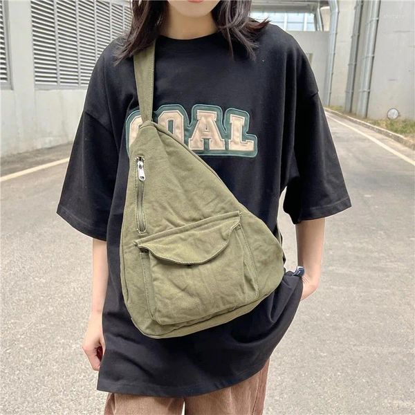 Sacos de cintura japonês ins moda cross-border saco feminino estilo ocioso grande capacidade lona peito masculino e mochilas escolares