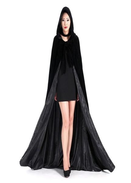 Günstige lange Fell-Kapuzenmäntel, Winter-Hochzeitsumhänge, Wicca-Robe, warm, Hallowmas, Weihnachten, Schwarz, Veranstaltungen, Zubehör. 61168922003281