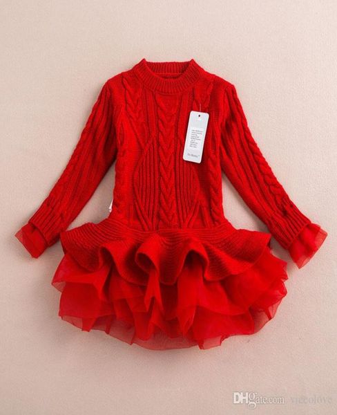 Vieeolove Mädchen Babys Spitze Tutu Pullover Kleider Kinder Kinder Kleidung 2021 Neue Herbst Winter Langarm Weihnachten Prinzessin Dres6611958