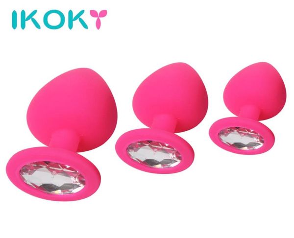 IKOKY 3PCSSet Silicone Anal Plug Butt Plug Unissex Diamond Sex Stopper Brinquedos Adultos para Homens Mulheres Anal Trainer para Casais Y181101069556830