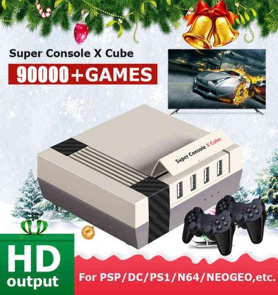 Jogadores de jogos portáteis Super Console X Cube para PSPPS1N64DCNES Jogos Clássicos Retro Video Game Console Builtin 90000 Jogos Wire5926699