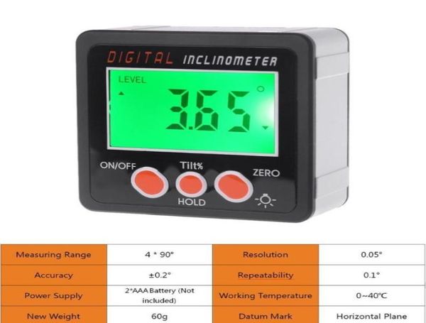 Inclinômetro digital transferidor eletrônico liga de alumínio escudo caixa chanfrada medidor de ângulo ferramenta de medição 2011171272141